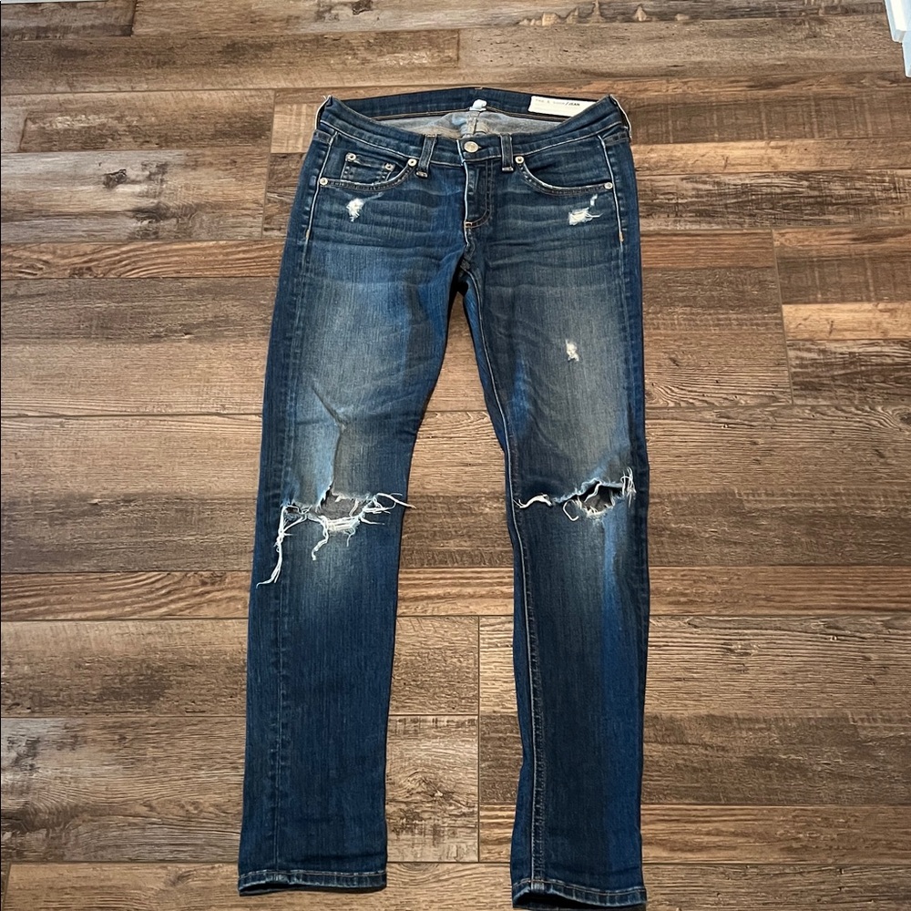 rag & bone Distressed Blue Skinny Jeans
